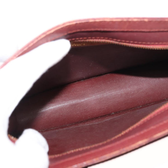 CARTIER Must Line Clutch Bag Leather Bordeaux Auth BA6812