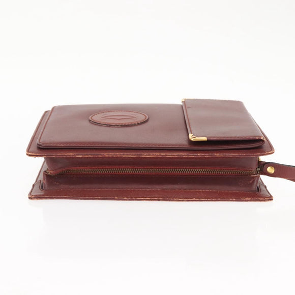 CARTIER Must Line Clutch Bag Leather Bordeaux Auth BA6812