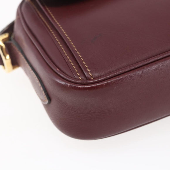 CARTIER Must Line Shoulder Bag Leather Bordeaux Auth BA6813
