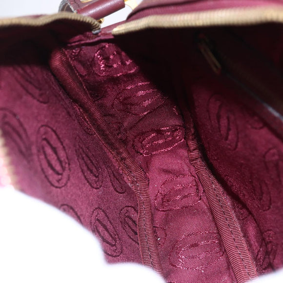 CARTIER Must Line Shoulder Bag Leather Bordeaux Auth BA6813