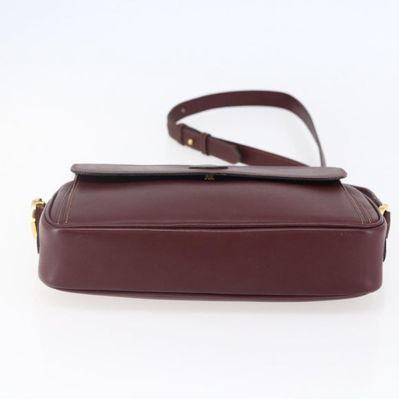 CARTIER Must Line Shoulder Bag Leather Bordeaux Auth BA6813