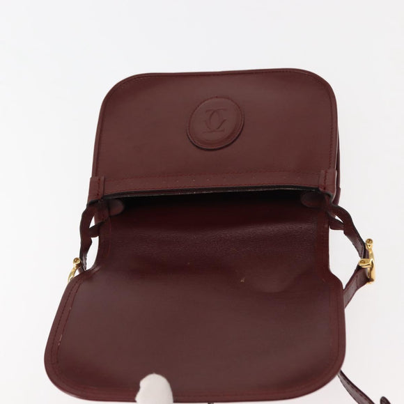 CARTIER Must Line Shoulder Bag Leather Bordeaux Auth BA6814