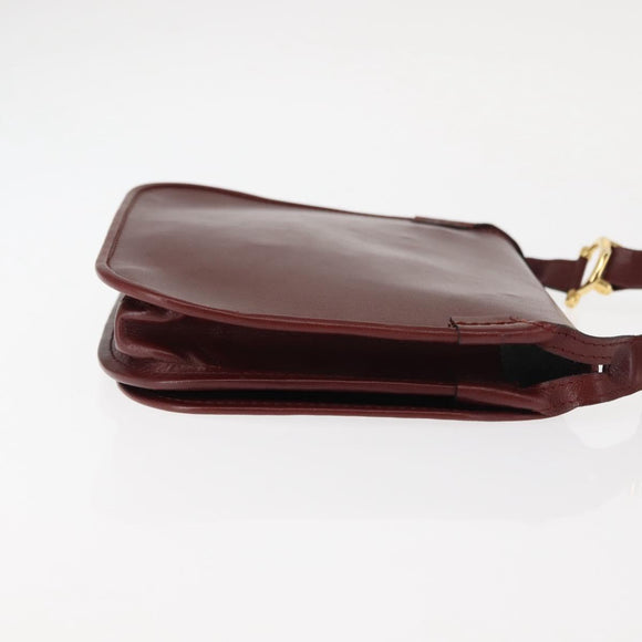 CARTIER Must Line Shoulder Bag Leather Bordeaux Auth BA6814