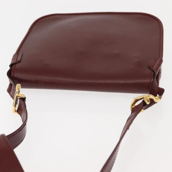 CARTIER Must Line Shoulder Bag Leather Bordeaux Auth BA6814