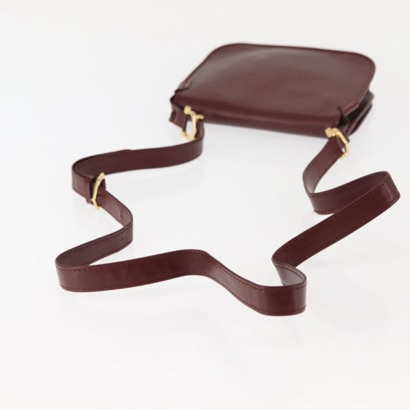 CARTIER Must Line Shoulder Bag Leather Bordeaux Auth BA6814