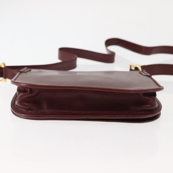 CARTIER Must Line Shoulder Bag Leather Bordeaux Auth BA6814