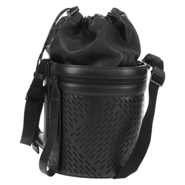 BOTTEGA VENETA Bucket Shoulder Bag Punching leather Black Auth BA6816M