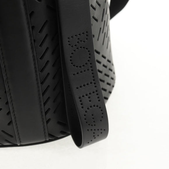 BOTTEGA VENETA Bucket Shoulder Bag Punching leather Black Auth BA6816M