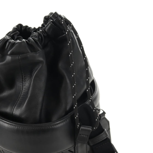 BOTTEGA VENETA Bucket Shoulder Bag Punching leather Black Auth BA6816M