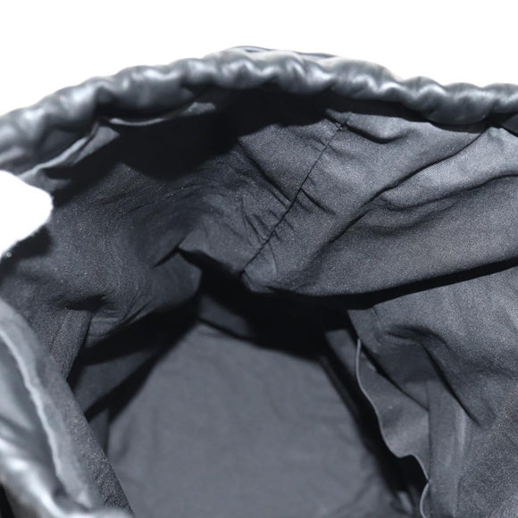 BOTTEGA VENETA Bucket Shoulder Bag Punching leather Black Auth BA6816M