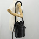 BOTTEGA VENETA Bucket Shoulder Bag Punching leather Black Auth BA6816M-26