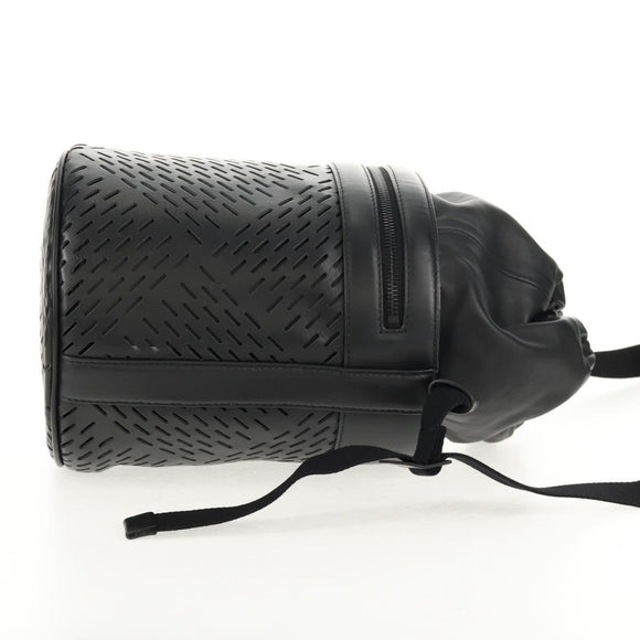 BOTTEGA VENETA Bucket Shoulder Bag Punching leather Black Auth BA6816M