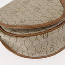 Christian Dior Honeycomb Canvas Shoulder Bag PVC Leather Beige Auth BA6818-9