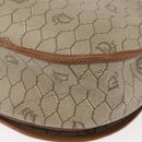 Christian Dior Honeycomb Canvas Shoulder Bag PVC Leather Beige Auth BA6818-16