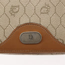 Christian Dior Honeycomb Canvas Shoulder Bag PVC Leather Beige Auth BA6818-17