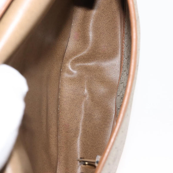 Christian Dior Honeycomb Canvas Shoulder Bag PVC Leather Beige Auth BA6818