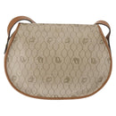 Christian Dior Honeycomb Canvas Shoulder Bag PVC Leather Beige Auth BA6818-2