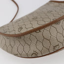 Christian Dior Honeycomb Canvas Shoulder Bag PVC Leather Beige Auth BA6819-16