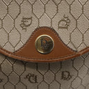 Christian Dior Honeycomb Canvas Shoulder Bag PVC Leather Beige Auth BA6819-10