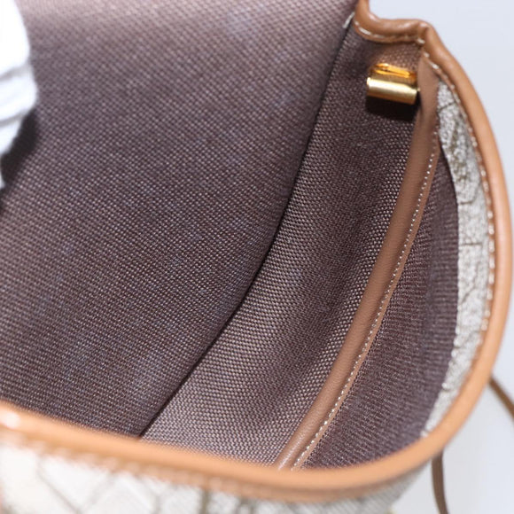 Christian Dior Honeycomb Canvas Shoulder Bag PVC Leather Beige Auth BA6819