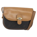 Christian Dior Honeycomb Canvas Shoulder Bag PVC Leather Black Auth BA6820-1