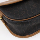 Christian Dior Honeycomb Canvas Shoulder Bag PVC Leather Black Auth BA6820-15