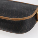 Christian Dior Honeycomb Canvas Shoulder Bag PVC Leather Black Auth BA6820-16