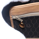 Christian Dior Honeycomb Canvas Shoulder Bag PVC Leather Black Auth BA6820-18