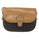 Christian Dior Honeycomb Canvas Shoulder Bag PVC Leather Black Auth BA6820-13