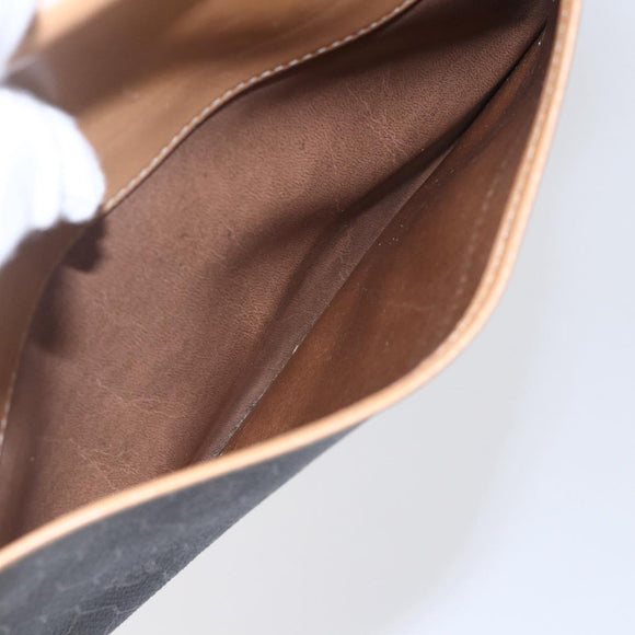 Christian Dior Honeycomb Canvas Shoulder Bag PVC Leather Black Auth BA6820