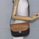 Christian Dior Honeycomb Canvas Shoulder Bag PVC Leather Black Auth BA6820-22