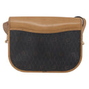 Christian Dior Honeycomb Canvas Shoulder Bag PVC Leather Black Auth BA6820-2