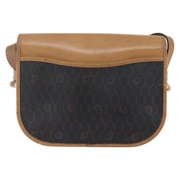 Christian Dior Honeycomb Canvas Shoulder Bag PVC Leather Black Auth BA6820 - 0