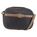 Christian Dior Honeycomb Canvas Shoulder Bag PVC Leather Black Auth BA6821-1