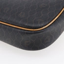 Christian Dior Honeycomb Canvas Shoulder Bag PVC Leather Black Auth BA6821-15