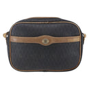 Christian Dior Honeycomb Canvas Shoulder Bag PVC Leather Black Auth BA6821-13