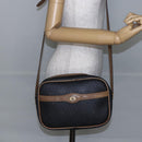 Christian Dior Honeycomb Canvas Shoulder Bag PVC Leather Black Auth BA6821-21