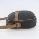 Christian Dior Honeycomb Canvas Shoulder Bag PVC Leather Black Auth BA6821-3