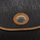 Christian Dior Honeycomb Canvas Shoulder Bag PVC Leather Black Auth BA6822-14
