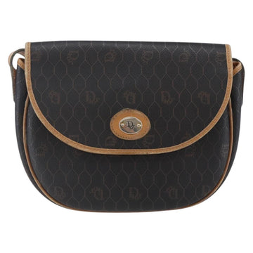 Christian Dior Honeycomb Canvas Shoulder Bag PVC Leather Black Auth BA6822 - 0