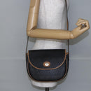 Christian Dior Honeycomb Canvas Shoulder Bag PVC Leather Black Auth BA6822-20