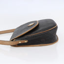 Christian Dior Honeycomb Canvas Shoulder Bag PVC Leather Black Auth BA6822-4