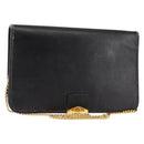 Christian Dior Chain Shoulder Bag Leather Black Auth BA6823-1