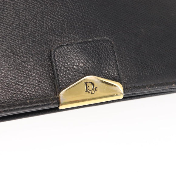 Christian Dior Chain Shoulder Bag Leather Black Auth BA6823