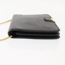 Christian Dior Chain Shoulder Bag Leather Black Auth BA6823-4