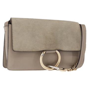 Chloe Fay Shoulder Bag Suede Leather Beige Auth BA6827