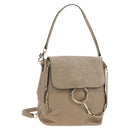 Chloe Fay Backpack Suede Leather Beige Gold Auth BA6829-1