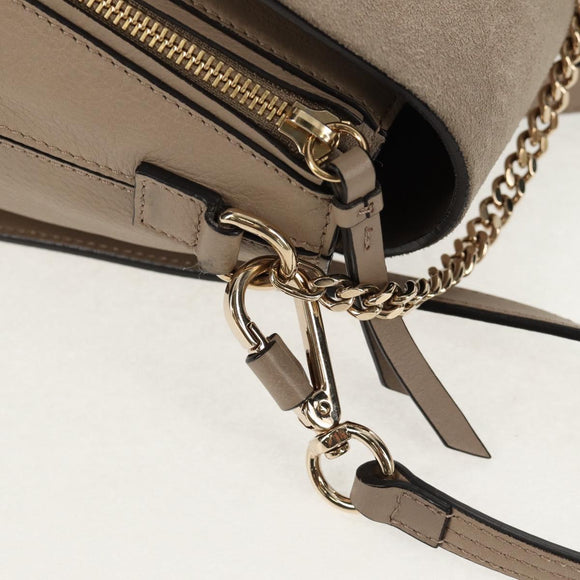 Chloe Fay Backpack Suede Leather Beige Gold Auth BA6829