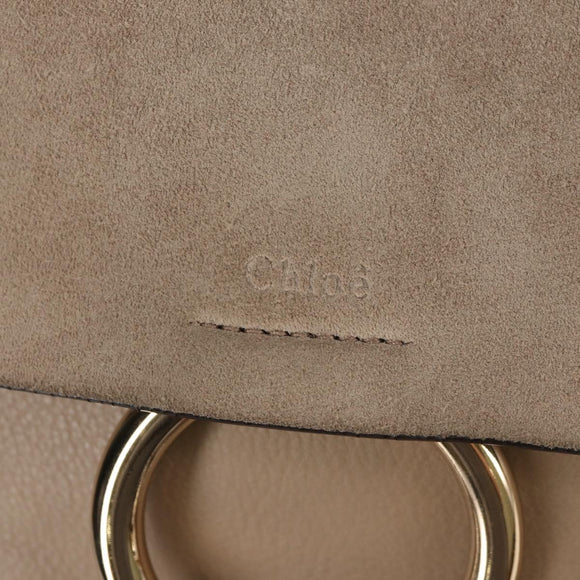 Chloe Fay Backpack Suede Leather Beige Gold Auth BA6829