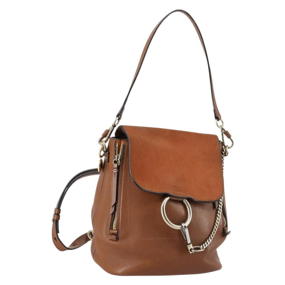 Chloe Fay Backpack Suede Leather 2way Brown Auth BA6830